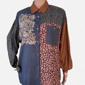 Together Multicolor Autumn Mixed Print Fall Blouse M